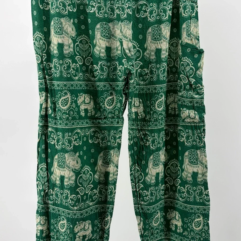Earthbound Green Elephant Print Pants, Women's Size M - Picture 5 of 9